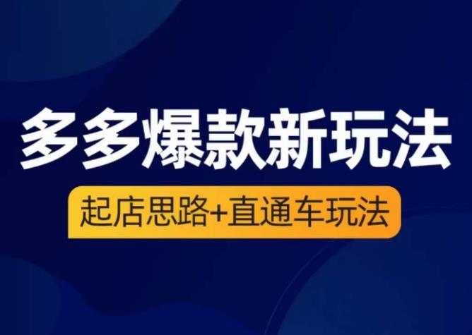 海神·多多爆款新玩法,起店思路+直通车玩法(3节精华课)