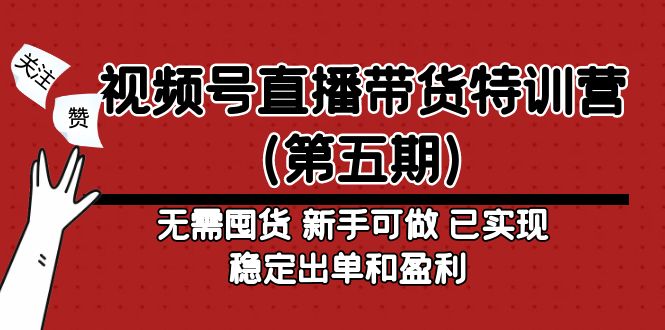 (4945期)视频号直播带货特训营(第五期)无需囤货 新手可做 已实现稳定出单和盈利