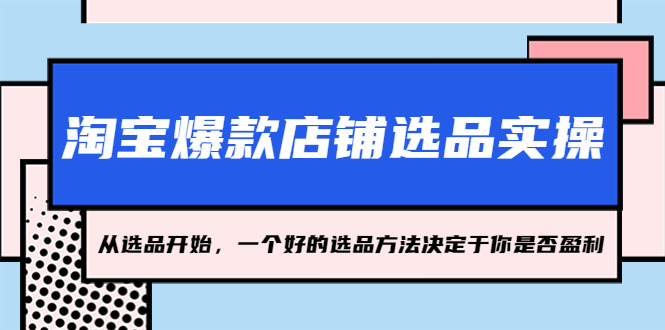 (5240期)淘宝爆款店铺选品实操,2023从选品开始,一个好的选品方法决定于你是否盈利