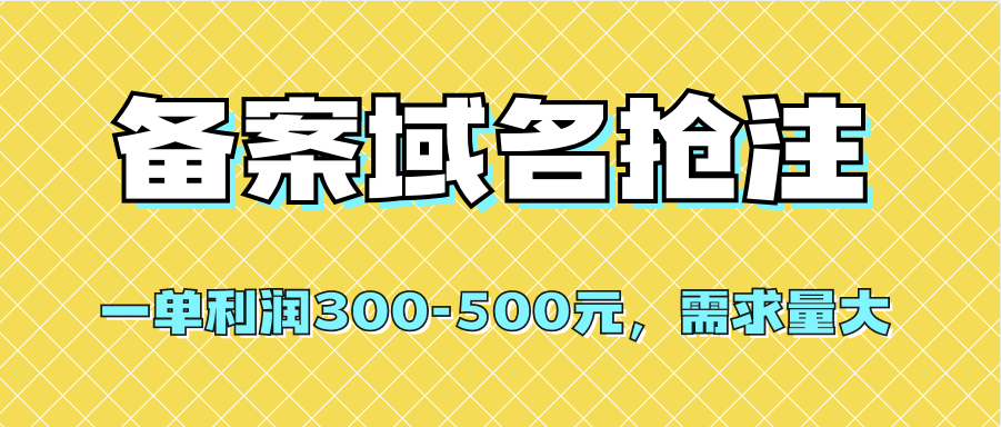 (7277期)【全网首发】备案域名抢注,一单利润300-500元,需求量大
