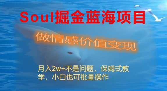 （8531期）Soul掘金蓝海项目细分赛道，做情感价值变现，月入2w+不是问题
