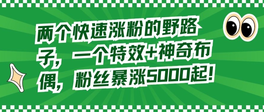 两个快速涨粉的野路子,一个特效+神奇布偶,粉丝暴涨5000起