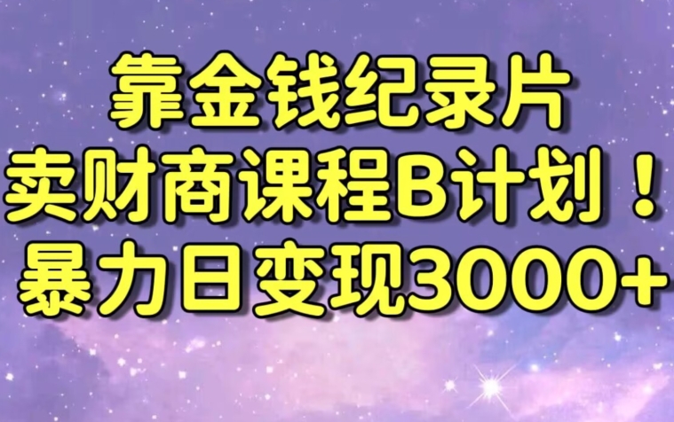 财经纪录片联合财商课程的变现策略,暴力日变现3000+,喂饭级别教学