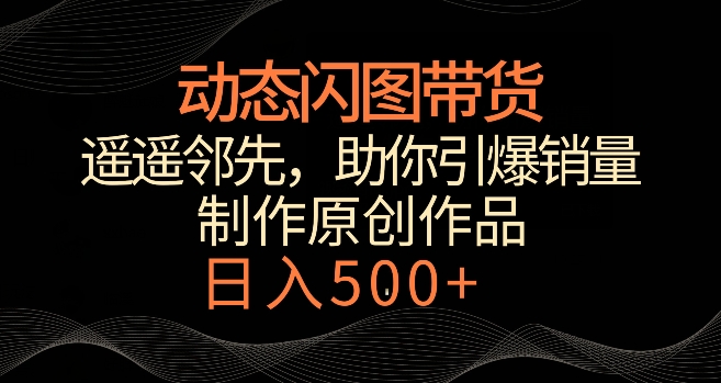 动态闪图带货,遥遥领先,冷门玩法,助你轻松引爆销量,日赚500+