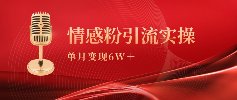 (9473期)单月变现6w+,情感粉引流变现实操课