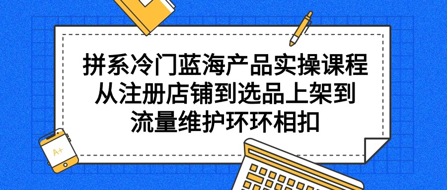 (9527期)拼系冷门蓝海产品实操课程,从注册店铺到选品上架到流量维护环环相扣