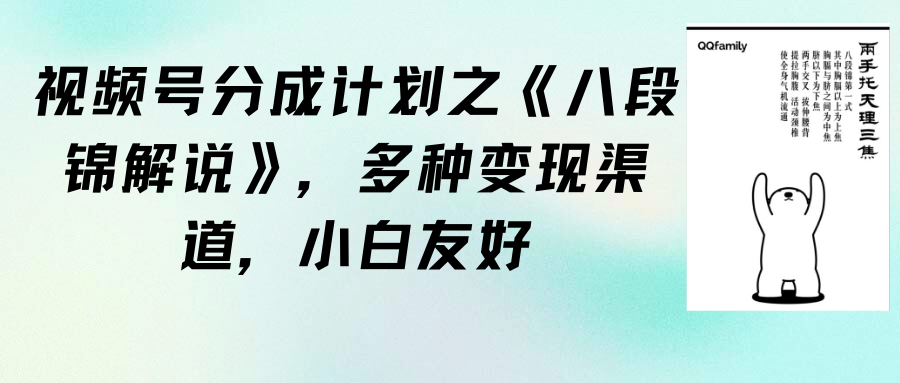(9537期)视频号分成计划之《八段锦解说》,多种变现渠道,小白友好(教程+素材)