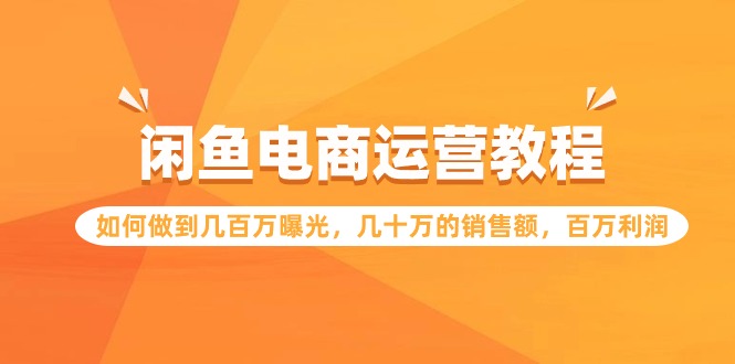 (9560期)闲鱼电商运营教程:如何做到几百万曝光,几十万的销售额,百万利润