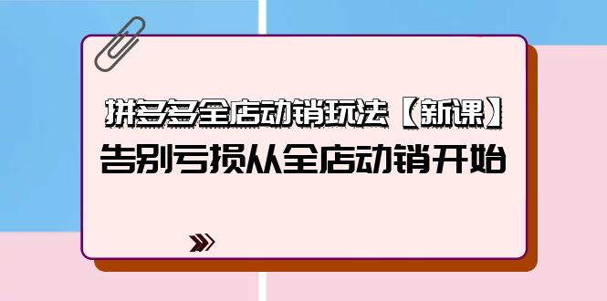 (9974期)拼多多全店动销玩法【新课】,告别亏损从全店动销开始(4节视频课)