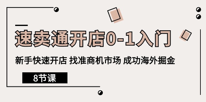 (10126期)速卖通开店0-1入门,新手快速开店 找准商机市场 成功海外掘金(8节课)