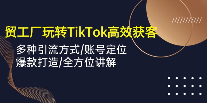 （10302期）外贸工厂玩转TikTok高效获客，多种引流方式/账号定位/爆款打造/全方位讲解