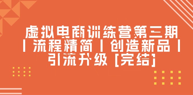 虚拟电商训练营第三期丨流程精简丨创造新品丨引流升级