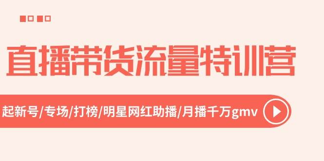 (10971期)直播带货流量特训营,起新号-专场-打榜-明星网红助播 月播千万gmv(52节)