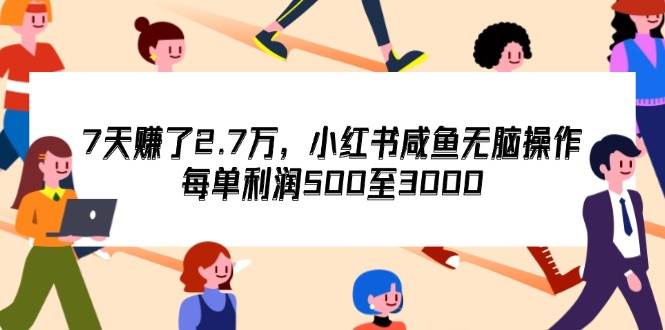 (12192期)7天收了2.7万,小红书咸鱼无脑操作,每单利润500至3000
