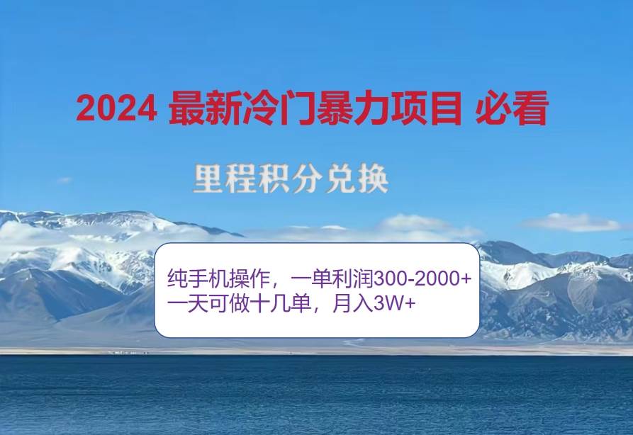 (12856期)2024惊爆冷门暴利!出行高峰来袭,里程积分,高爆发期,一单300+—2000…
