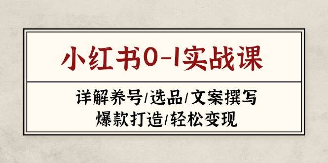小红书0-1实战课(2023-2025)，详解养号/选品/文案撰写/爆款打造/轻松变现