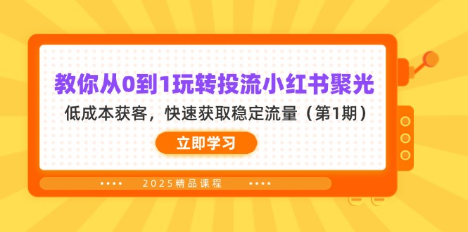 （14260期）教你从0到1玩转投流小红书聚光，低成本获客，快速获取稳定流量（第1期）