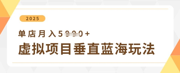 虚拟项目垂直玩法，实现单店月入5k+