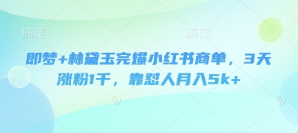 即梦+林黛玉完爆小红书商单，3天涨粉1千，靠怼人月入5k+