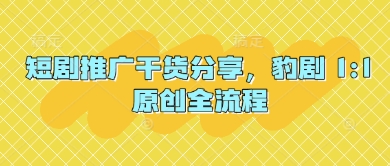 短剧推广干货分享，豹剧 1:1原创全流程