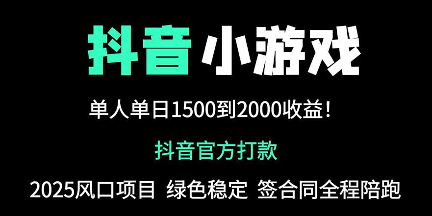 （14527期）抖音官方小游戏2025全网最新玩法，暴利赚钱项目，单机日入2000+，绝不…
