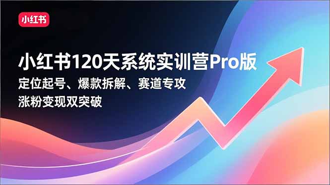 （16829期）小红书120天系统实训营Pro版，定位起号、爆款拆解、赛道专攻，实现涨粉变现双突破