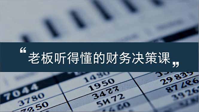 （16830期）老板能听得懂的财务决策课，报表解读、数据洞察、风险识别，用财务驱动业务增长