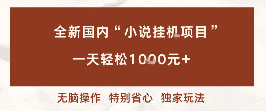 全新国内小说挂G项目,多窗口无脑跑,一天轻松1k+,特别省心