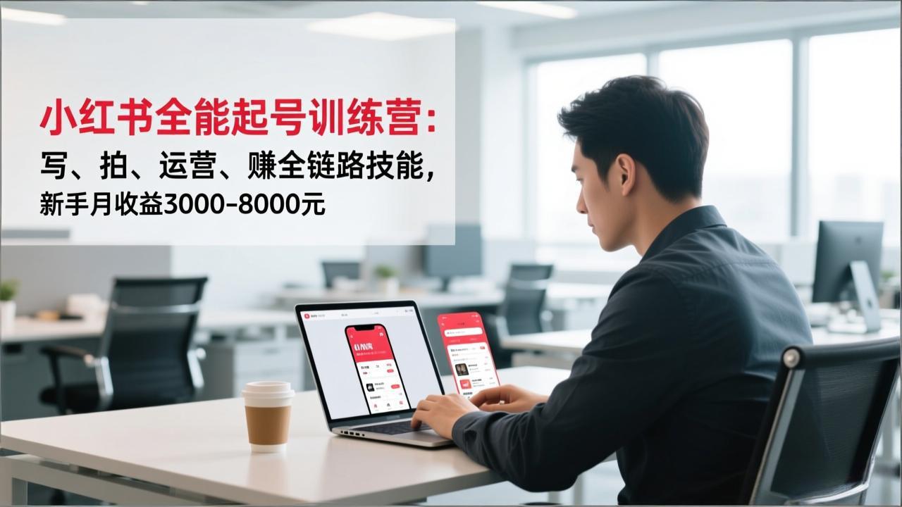 (16836期)小红书全能起号训练营:写、拍、运营、赚全链路技能,新手月收益3000-8000元