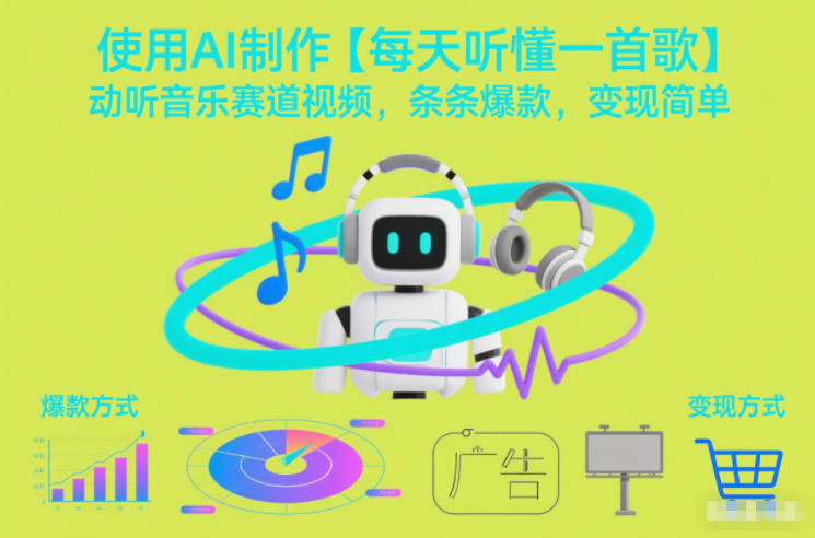 使用AI制作【每天听懂一首歌】动听音乐赛道视频，条条爆款，变现简单