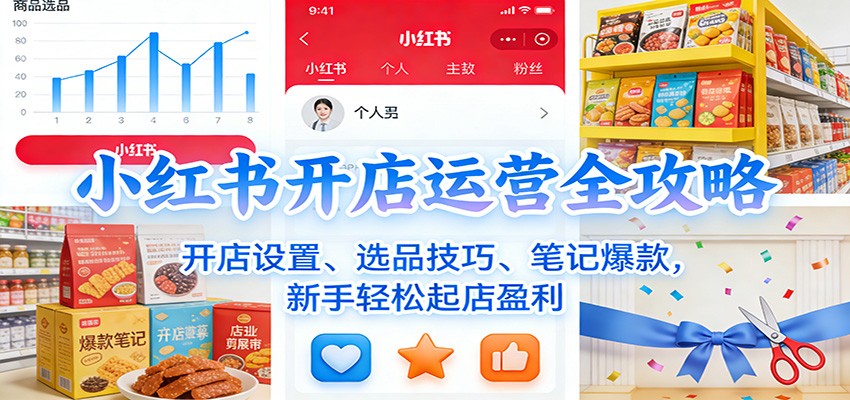 小红书开店运营全攻略：开店设置、选品技巧、笔记爆款，新手轻松起店盈利