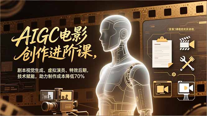（16939期）AIGC电影创作进阶课，剧本视觉生成、虚拟演员、特效后期，技术赋能，助力制作成本降低70%