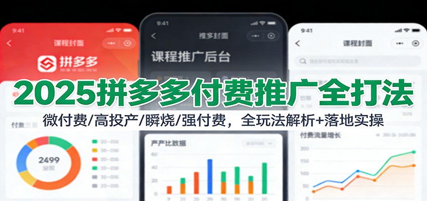2025拼多多付费推广全打法：微付费/高投产/瞬烧/强付费，全玩法解析+落地实操