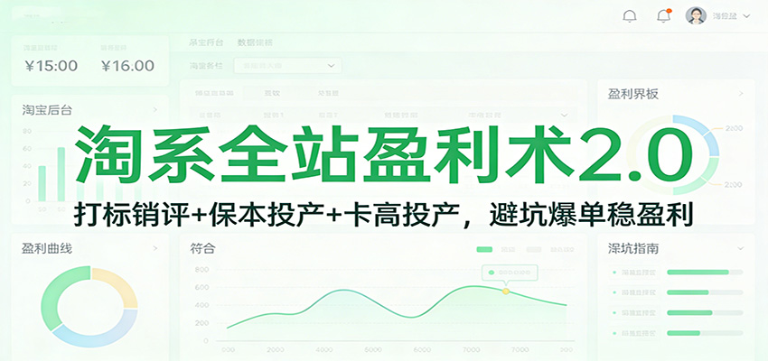 淘系全站盈利术2.0：打标销评+保本投产+卡高投产，避坑爆单稳盈利