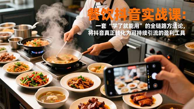 （16975期）餐饮抖音实战课：一套“学了就能用”的全链路方法论，将抖音真正转化为可持续引流的盈利工具