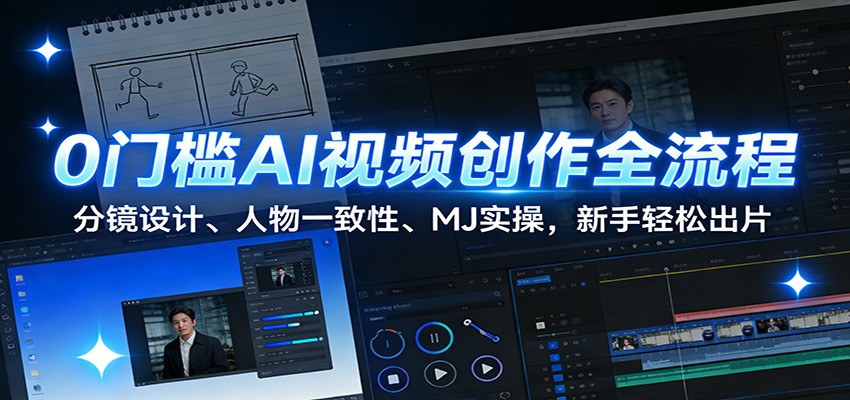 0门槛AI视频创作全流程：分镜设计、人物一致性、MJ实操，新手轻松出片