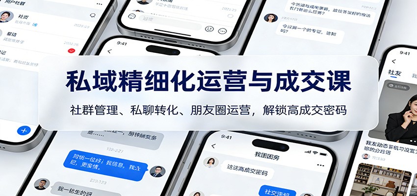 私域精细化运营与成交课：社群管理、私聊转化、朋友圈运营，解锁高成交密码