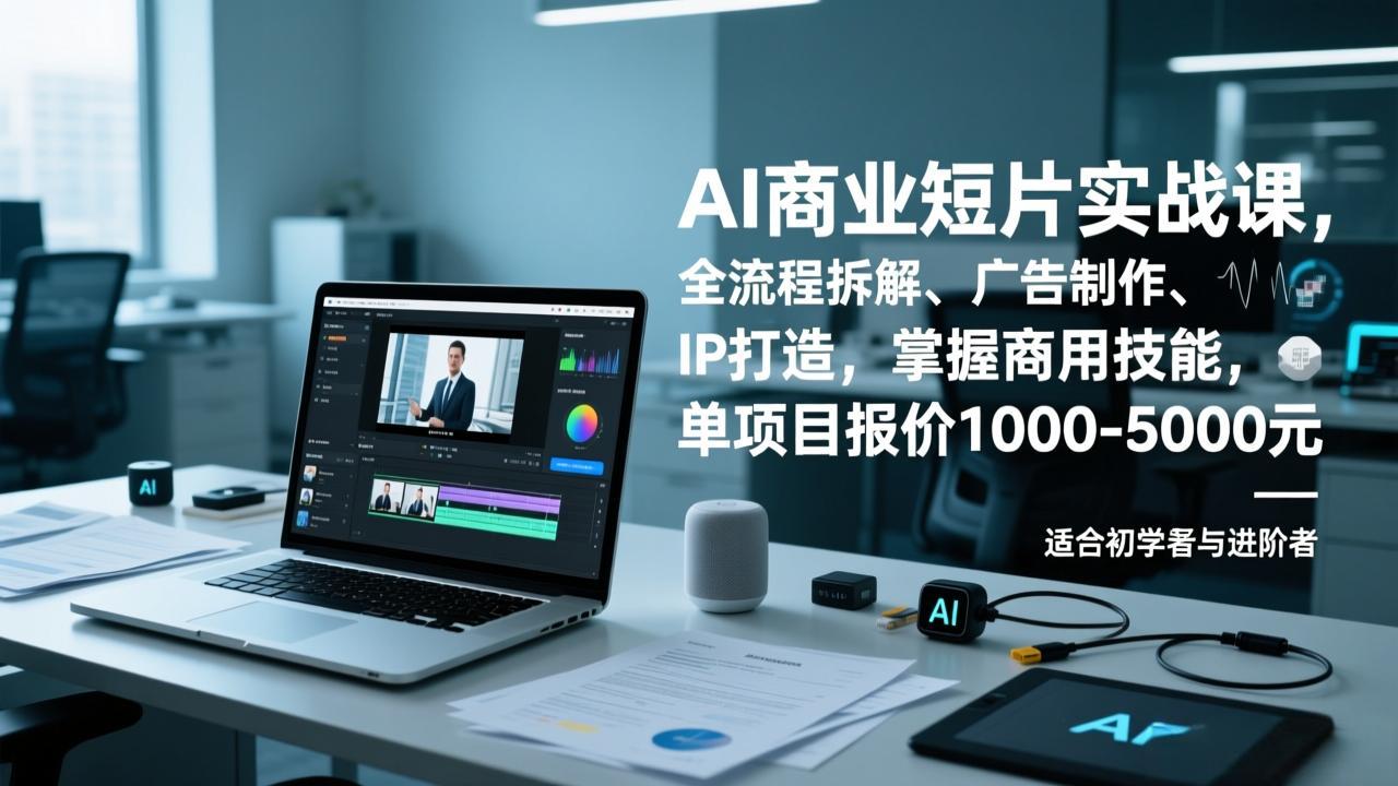 （17050期）AI商业短片实战课，全流程拆解、广告制作、IP打造，掌握商用技能，单项目报价1000-5000元