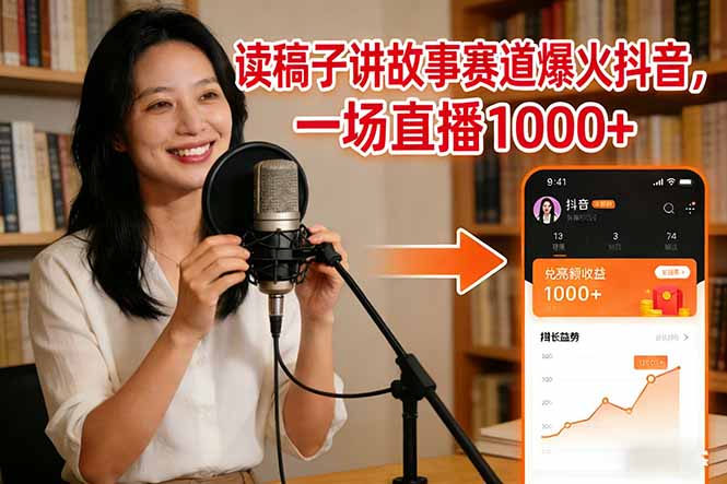（17073期）读稿子讲故事赛道爆火抖音，一场直播日入1000+