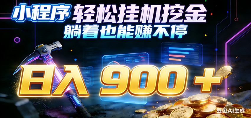 小程序挂机挖金，自动赚金币换现金，多号并行日入900+，轻松搞副业