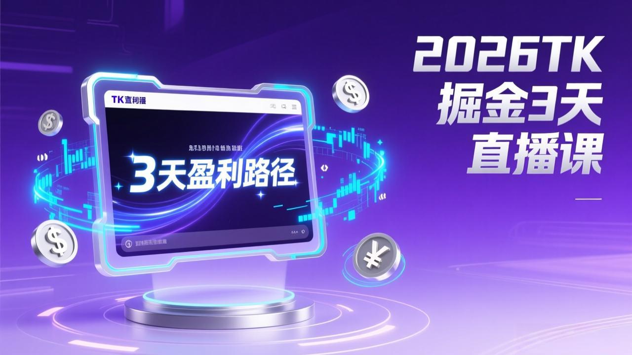 (17147期)2026TK掘金直播课,起号涨粉+直播带货+商单变现+3天打通盈利路径,月入过万美金