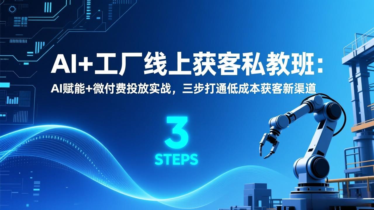 （17175期）AI+工厂线上获客私教班：AI赋能+微付费投放实战，三步打通低成本获客新渠道