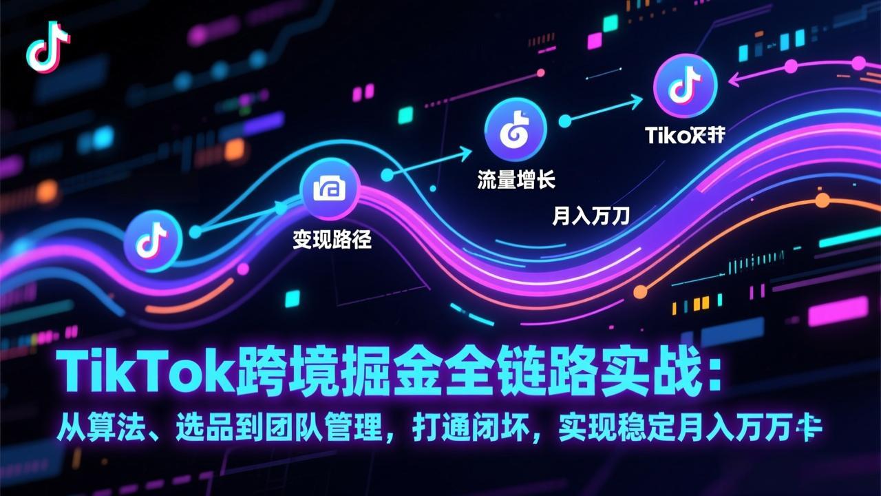 (17216期)TikTok跨境掘金全链路实战:从算法、选品到团队管理,打通闭环,实现稳定月入万刀