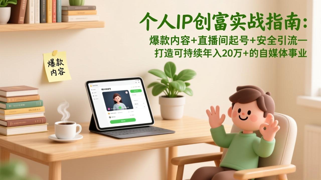 （17217期）个人IP创富实战指南：爆款内容+直播间起号+安全引流，打造可持续年入20万+的自媒体事业