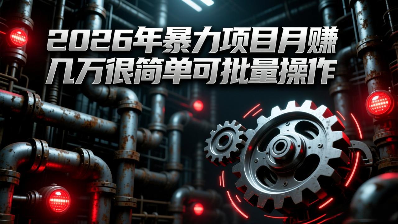 (17218期)2026年暴力项目月赚几万很简单可批量操作,成本低,利润大