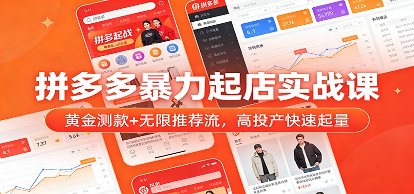 拼多多暴力起店实战课：黄金测款+无限推荐流，高投产快速起量