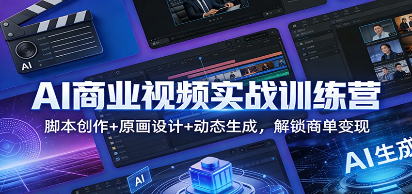 AI商业视频实战训练营：脚本创作+原画设计+动态生成，解锁商单变现