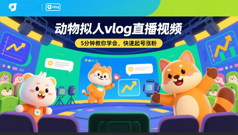 动物拟人vlog直播视频,5分钟教你学会,快速起号涨粉