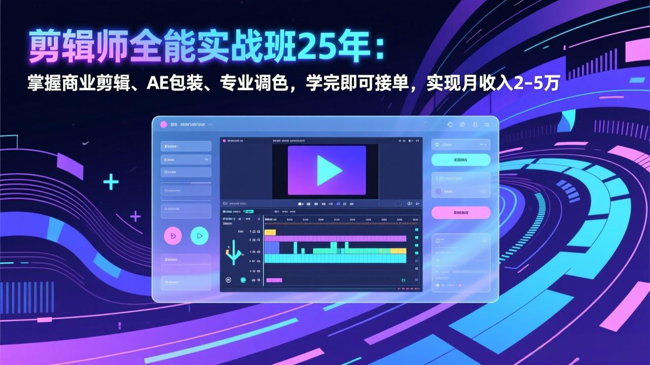 （17294期）剪辑师全能实战班25年：掌握商业剪辑、AE包装、专业调色，学完即可接单，实现月收入2-5万