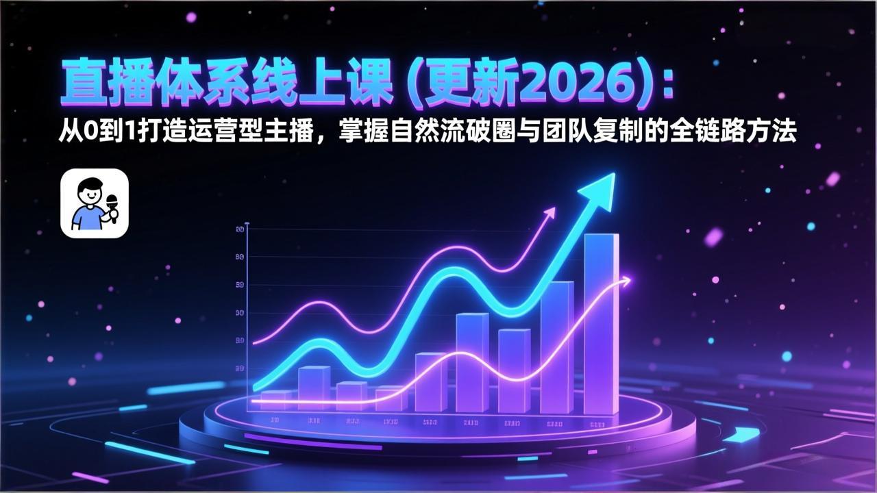 （17383期）直播体系线上课(更新2月)：从0到1打造运营型主播，掌握自然流破圈与团队复制的全链路方法